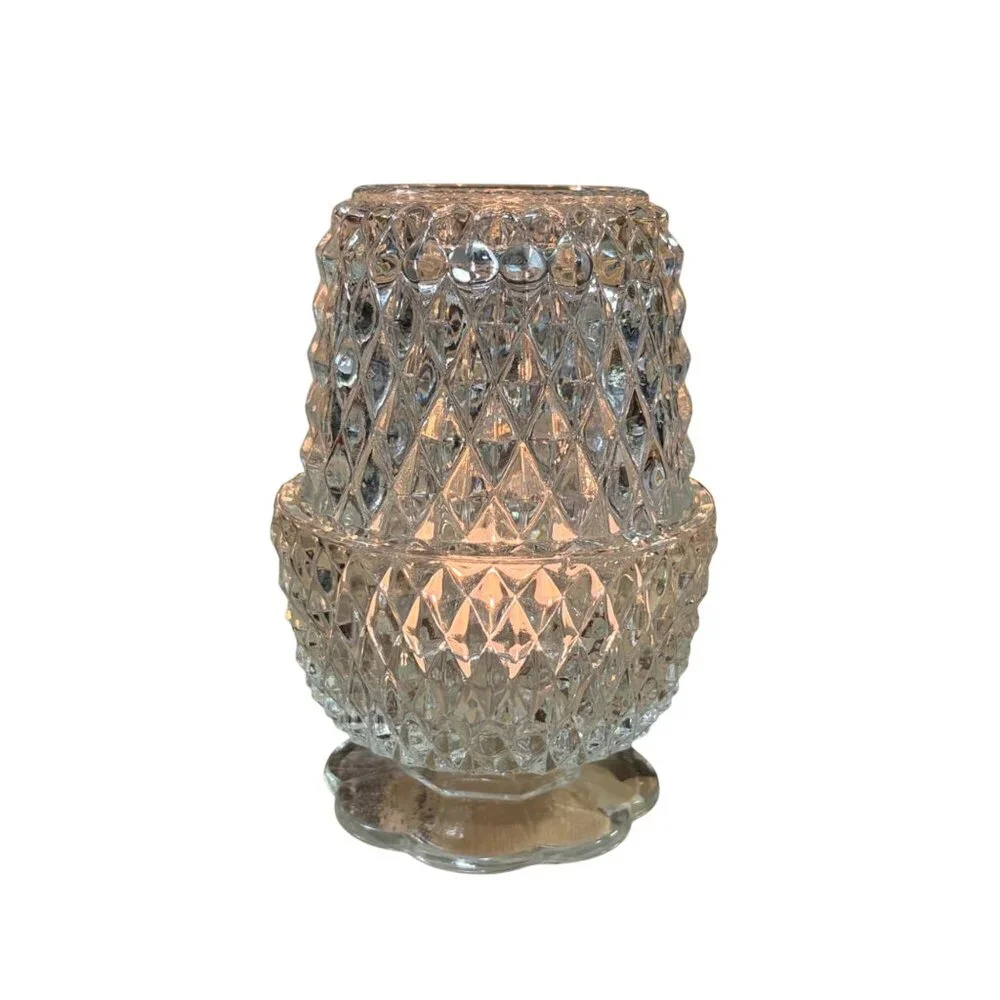 VTG Indiana‎ Glass Company Diamond Point Fairy Light Lamp
